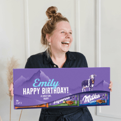 Riesen Milka Schokoladentafel personalisiert mit Botschaft - Geburtstagsgeschenk für Männer und Frauen, personalisierte Geschenke mit Milka Schokoladentafeln (6 Tafeln) Angebot bei HelloDeals