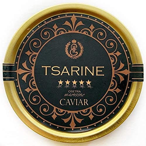 Schwarzer Störkaviar | Sibirischer Stör | Acipenser baerii | Fischkaviar | Malossol-Kaviar | Schwarzer Kaviar | Marke - TSARINE Caviar | Kostenlose Express-Kühllieferung (50g) 50 g (1er Pack)