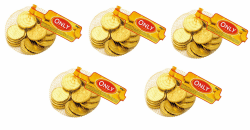 Only Schoko Goldmünzen 5x85g | Essbare Schokoladentaler in Goldfolie | Perfekt für Schatzsuchen, Kindergeburtstage, Wurfmaterial & Mitgebsel | Kakao 28% Angebot bei HelloDeals