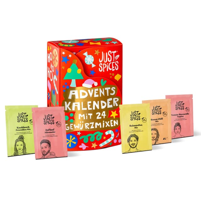 Just Spices Kleiner Gewürz Adventskalender 2025 I 24 Gewürzmixe im Probierformat I Mit 24 passenden & vielseitigen Rezepten für Dezember I Auch prima als Geschenk Kleiner Gewürzkalender 2025