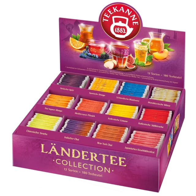 Teekanne Ländertee Collection Box, 180 Teebeutel in 12 Sorten, 387 g Neue Bestückung