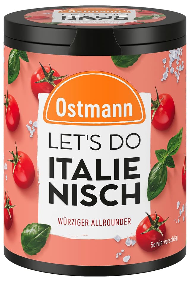Ostmann Gewürze - Let's Do Italienisch | Gewürzzubereitung für italienische Pasta oder Bruschetta | Würziger Allrounder mit Oregano und Knoblauch | 60 g in recyclebarer Metalldose Italienischer Allrounder