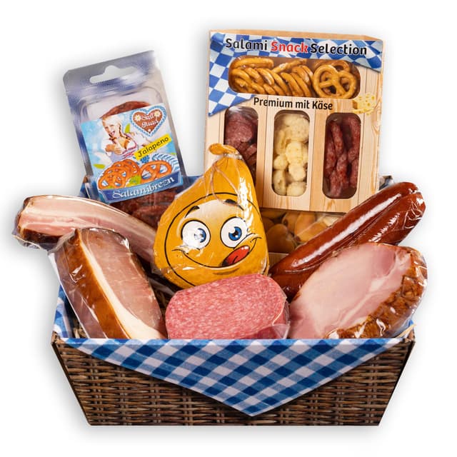 WURSTBARON® Geschenkbox Bayern, Geschenkpaket mit Salami, Schinken und Speck, Wurstpaket mit ca. 1,1 kg