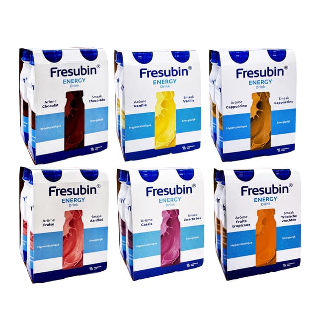Fresubin Energy Drink - Mischkarton Hochkalorische Trinknahrung von Fresenius Kabi in 6 Geschmacksrichtungen, 300 kcal pro Flasche (200 ml (24er Pack), Mischkarton) Mischkarton 200 ml (24er Pack)