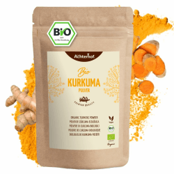 Kurkuma Pulver 1000g | fein gemahlene Kurkumawurzel in Bio-Qualität | Ideal zur Zubereitung einer Goldenen Milch, als Zugabe in Tee, asiatischen Gerichten, würzigen Suppen & Co | vom Achterhof 1 kg (1er Pack) Angebot bei HelloDeals