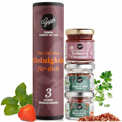 Gepp's Feinkost Geschenkset "Eine Kleinigkeit" I Gourmet Geschenkset Männer & Frauen mit Bruschetta Dip, Erdbeer-Champagner-Aufstrich I Kleines Probierset ohne künstliche Zusätze Angebot bei HelloDeals