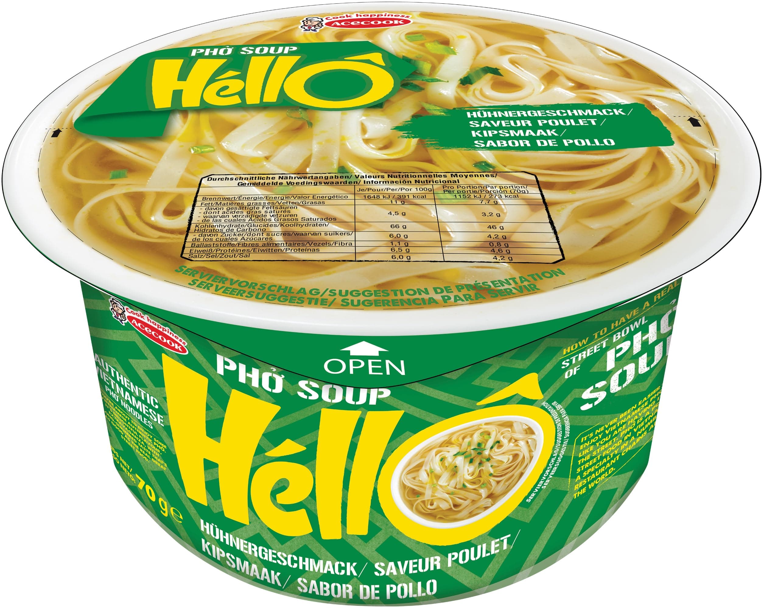 HELLO PHO Instantreisnudeln, Huhn, glutenfrei - 1 x 70 g