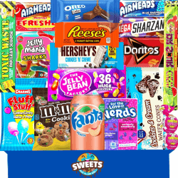 Amerikanische Süßigkeiten Box mit leckeren USA Snacks - Süßigkeiten aus aller Welt - American Candy Box von Sweets aus aller Welt (Groß) XL Angebot bei HelloDeals