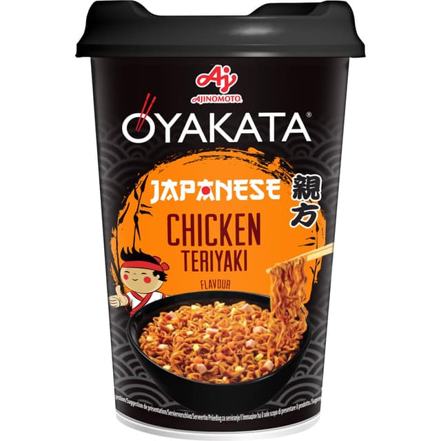 OYAKATA Instant-Nudelbecher Chicken Teriyaki 96 g I Hühnerfleisch in süß-würziger Sojasoße I Fertigmahlzeit in 3 Minuten I Perfekt für unterwegs & Zuhause I Authentische japanische Ramen-Nudeln