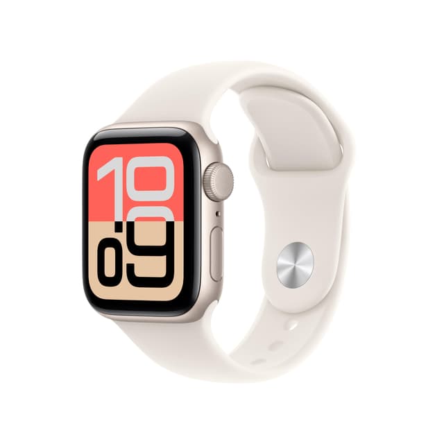 Apple Watch SE 3 GPS 40 mm Smartwatch mit Aluminiumgehäuse in Polarstern und Sportarmband in Polarstern (S/M). Fitness‑ und Schlaftracker, Herzfrequenzmesser, Always-On Display, Wasserschutz S/M - für 130-180 mm Umfang 40 mm Gehäuse Polarstern