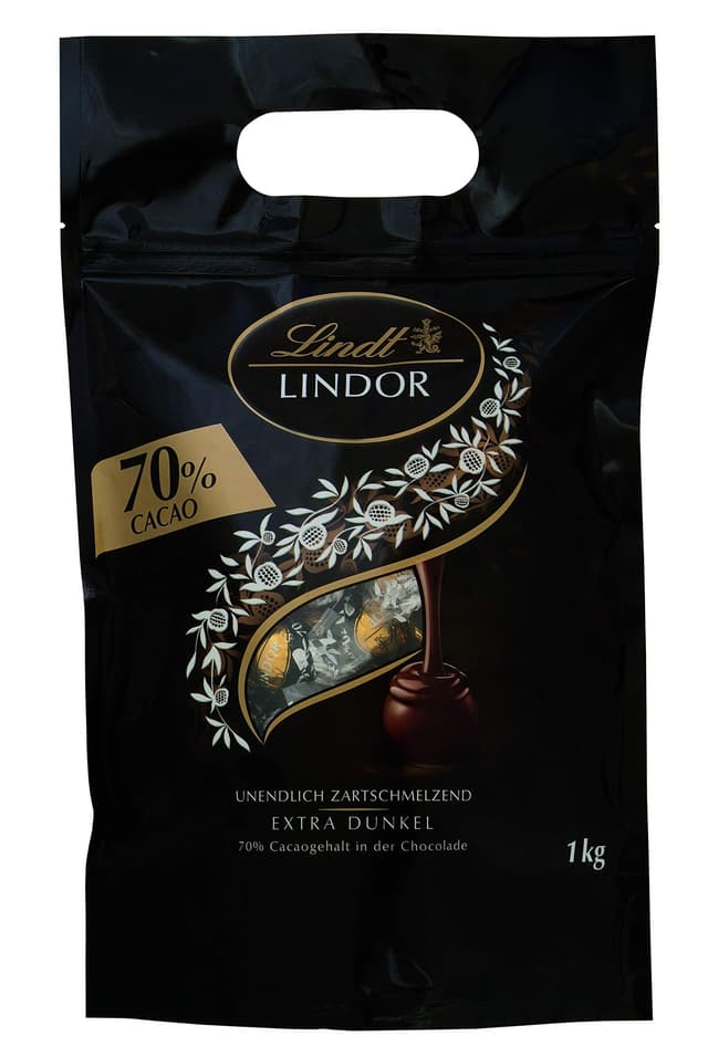 Lindt LINDOR Schokoladen Kugeln Extra Dunkel | ca. 80 Kugeln Edelbitterschokolade feinherb | dunkle Schokolade mit 70% Kakao | Großpackung, Pralinen-Geschenk | 1kg (1er Pack) Dark 70% 1 kg (1er Pack)