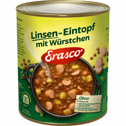 Erasco Linsen-Eintopf mit Würstchen (800g) In rund 5 Minuten fertig – Mit viel Gemüse – Ohne Schnickschnack - einfach lecker 800 g (1er Pack) Angebot bei HelloDeals