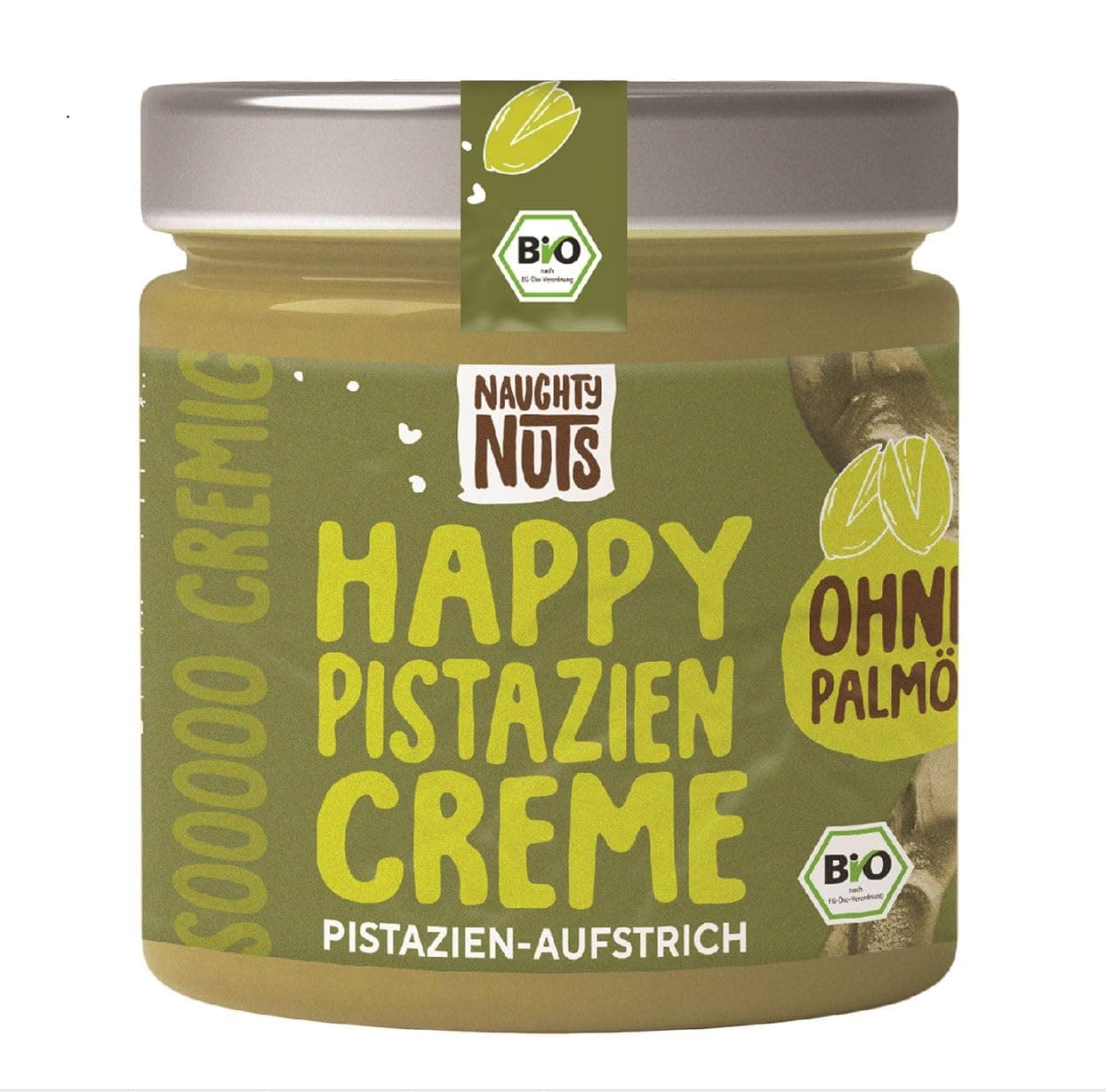 Naughty Nuts Happy Pistazien Crem – Vegane, 100% Natürlich, Ohne Palmöl & Zucker - 200 g