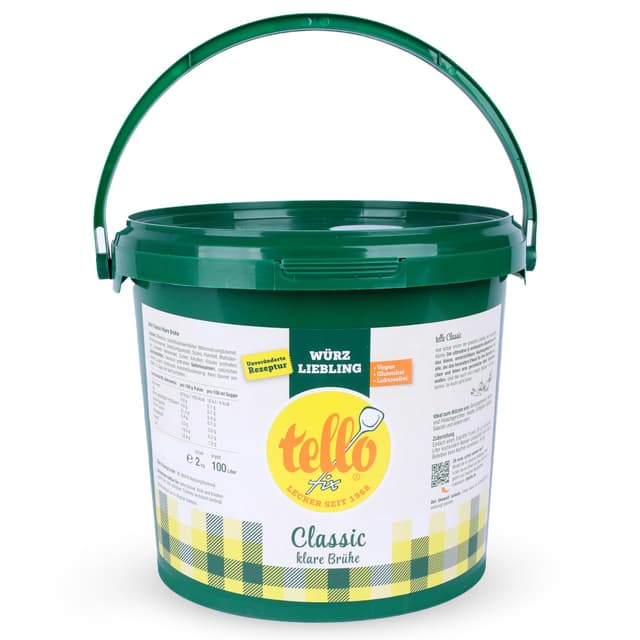 Tellofix Classic Klare Brühe 2kg - Vielseitige Gemüse Brühe -Universal-Würzmittel zum Verfeinern von Suppen - Kalorienarm, glutenfrei, lactosefrei & vegan - Keine Farb- oder Konservierungssstoffe Single