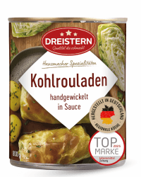 DREISTERN Kohlrouladen 800g I Mit würziger Fleischfüllung in Sauce I Herzhaftes Fertiggericht in recyclebarer Konservendose I Lange Haltbarkeit dank natürlicher Konservierung I Hausmacher Qualität 800 g (1er Pack) Kohlrouladen Angebot bei HelloDeals