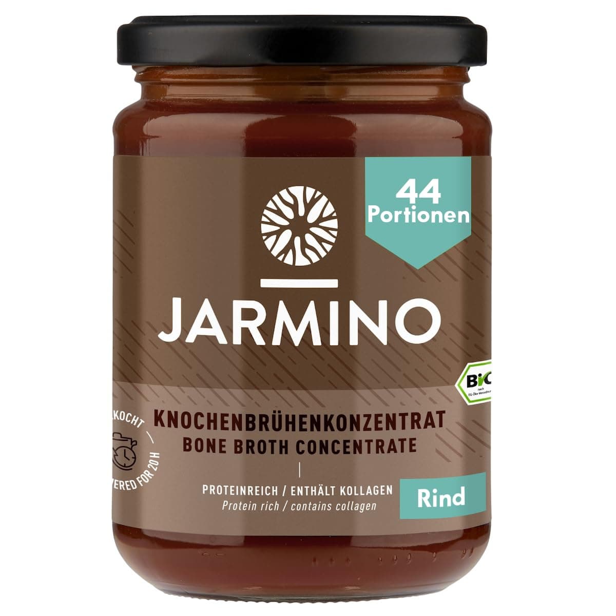 JARMINO Bio Knochenbrühe Konzentrat vom Rind, aus Deutschland, 440g (44 Portionen), Reich an Bio-Kollagen Rind 440 g (1er Pack)