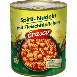 Erasco Spirli-Nudeln mit Fleischklößchen (1 x 800 g Dose) 1 800 g (1er Pack) Angebot bei HelloDeals