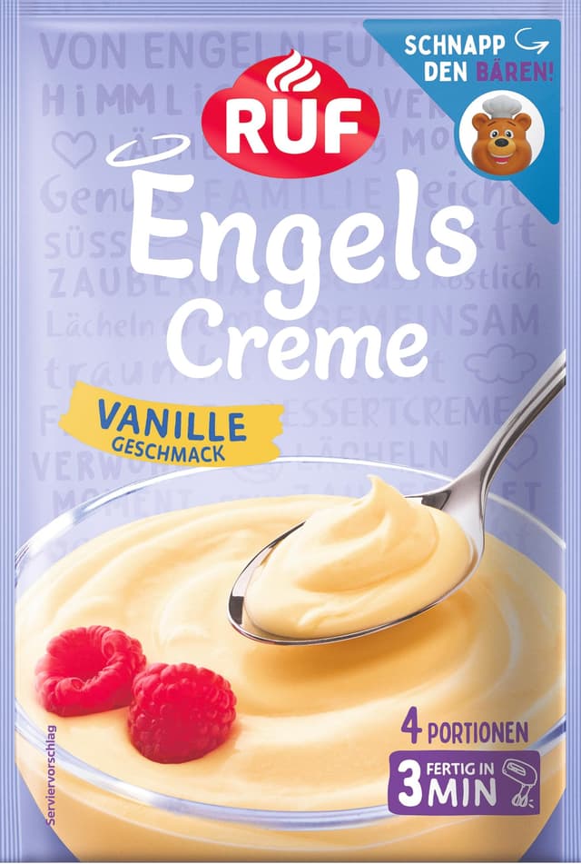 RUF Engels Creme Vanille, Dessertpulver für eine Dessertcreme mit klassischem Vanille-Geschmack, 4 Portionen 65 g Vanille
