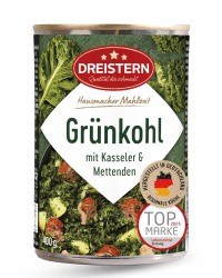 DREISTERN Grünkohl 400g I Mit Gemüse & Kartoffeln I Herzhaftes Fertiggericht in recyclebarer Konservendose I Lange Haltbarkeit dank natürlicher Konservierung I Hausmacher Qualität Angebot bei HelloDeals
