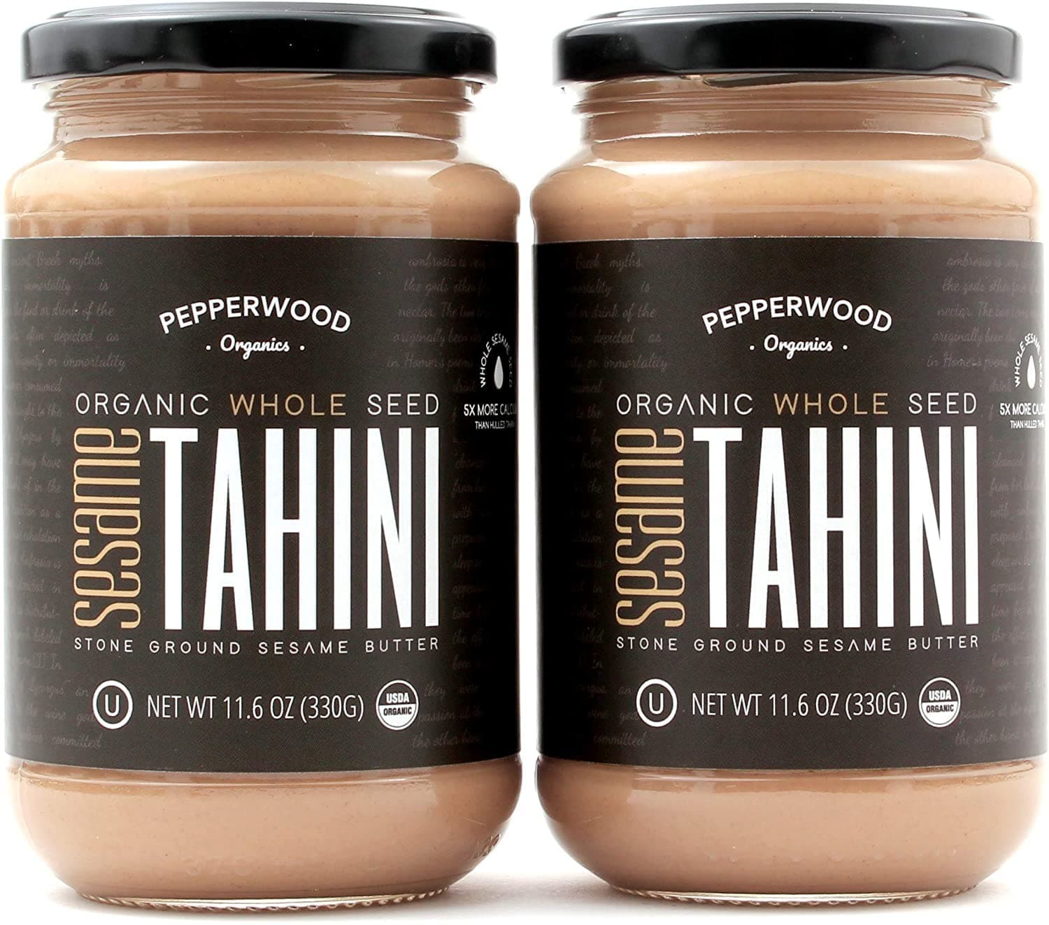 Bio-Sesam-Tahini, Steingemahlen, Ungeschält, Ungesalzen, Gentechnikfrei, Glutenfrei, Koscher, Vegan, USDA Bio, Erdnussfrei, 330 g (2 Pack) 400 g (2er Pack)