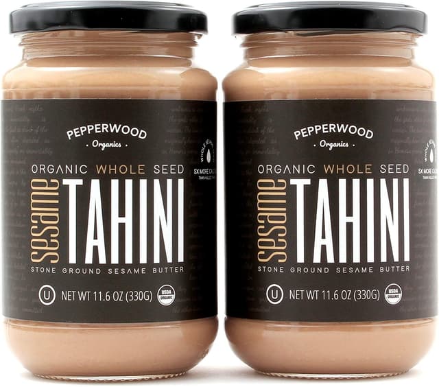 Bio-Sesam-Tahini, Steingemahlen, Ungeschält, Ungesalzen, Gentechnikfrei, Glutenfrei, Koscher, Vegan, USDA Bio, Erdnussfrei, 330 g (2 Pack) 400 g (2er Pack)