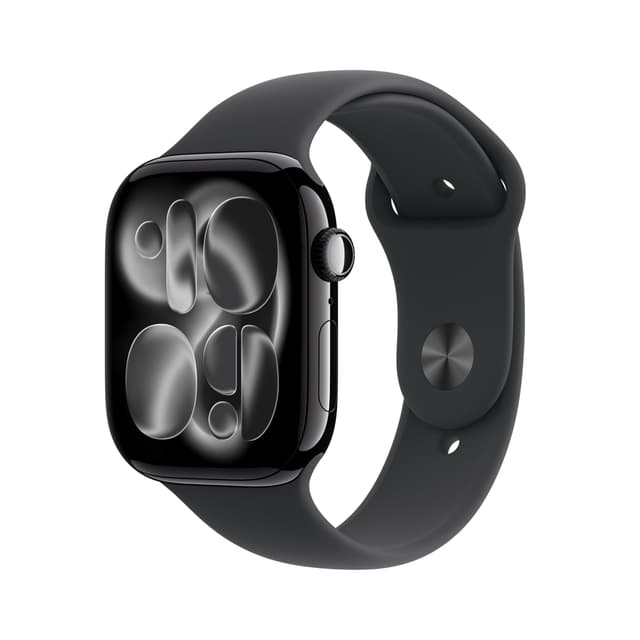 Apple Watch Series 11 GPS 46 mm Smartwatch mit Aluminiumgehäuse in Diamantschwarz und Sportarmband in Schwarz (M/L). Schlafindex, Fitnesstracker, Gesundheitstracking, Always-On Display, Wasserschutz M/L 46 mm Gehäuse Diamantschwarz/Schwarz