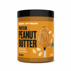 Body Attack Peanut Butter Creamy, 1kg - Erdnussbutter 30% Protein ohne Zuckerzusatz, vegan, ohne palmöl Angebot bei HelloDeals
