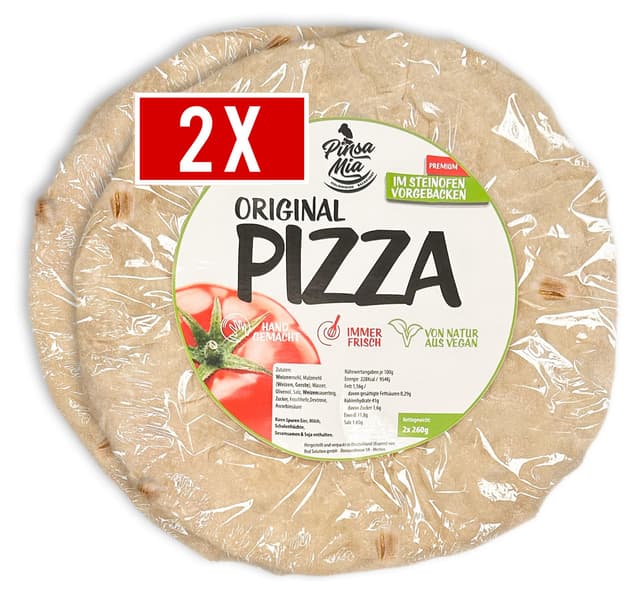 2 x Pizza Original - italienischer Pizzaboden - Pizzateig ofenfertig - vorgebacken im Steinofen