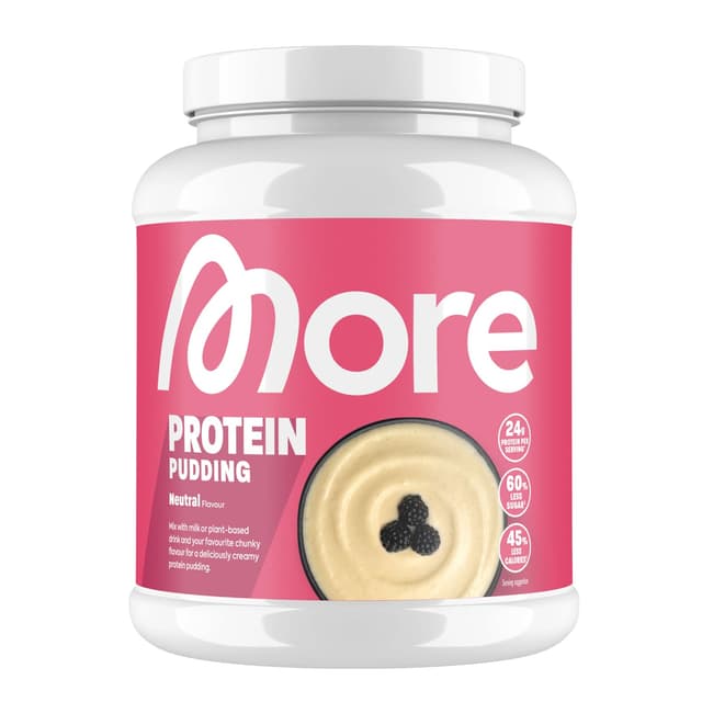 MORE Protein Pudding, Neutral, 600 g, cremiger Pudding mit weniger Fett, Kalorien und Zucker - made in Germany Neutral 600g (1er Pack)