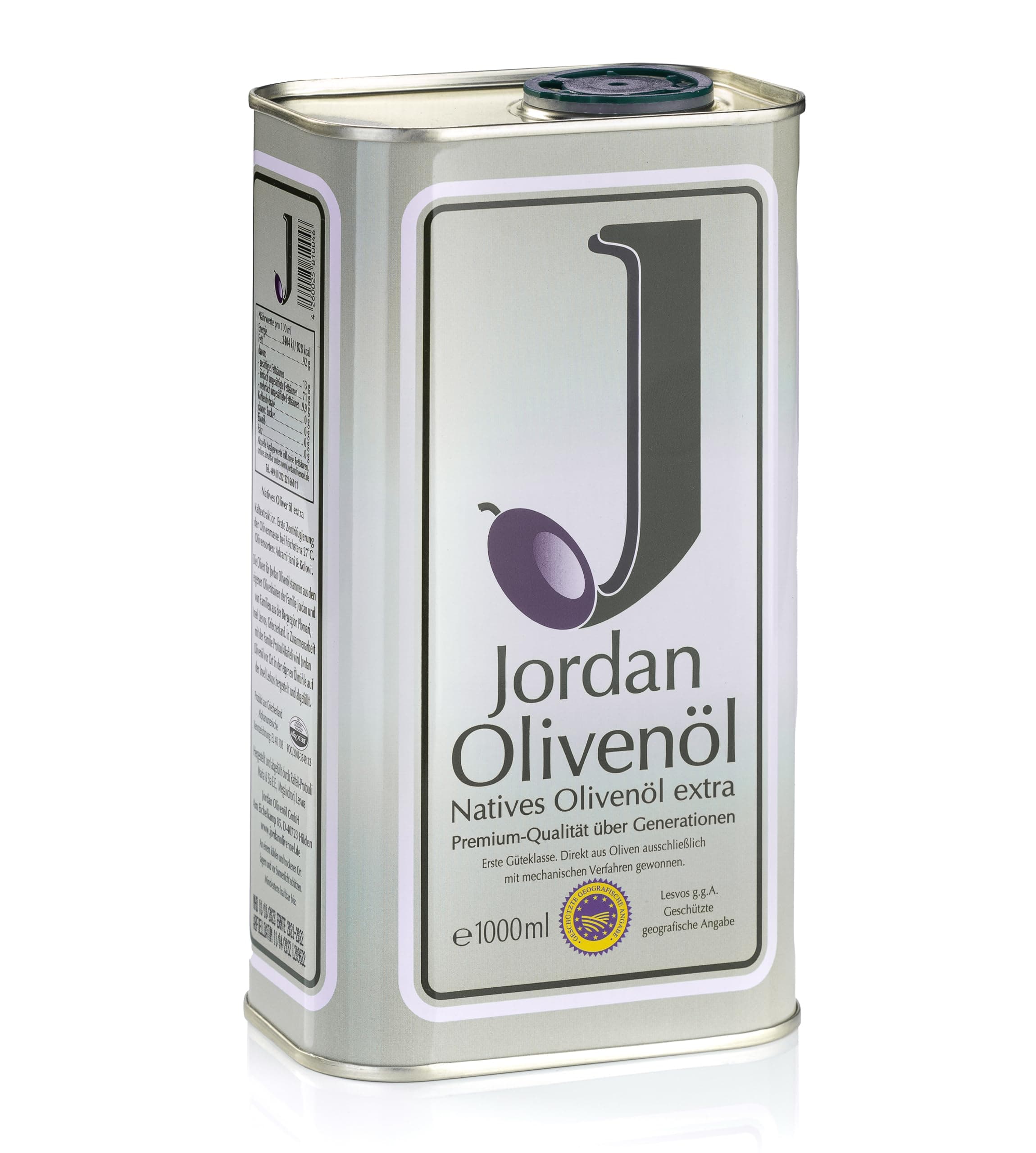 Jordan Olivenöl - natives Olivenöl extra - Kanister - 1 Liter Olivenöl 1 l (1er Pack)