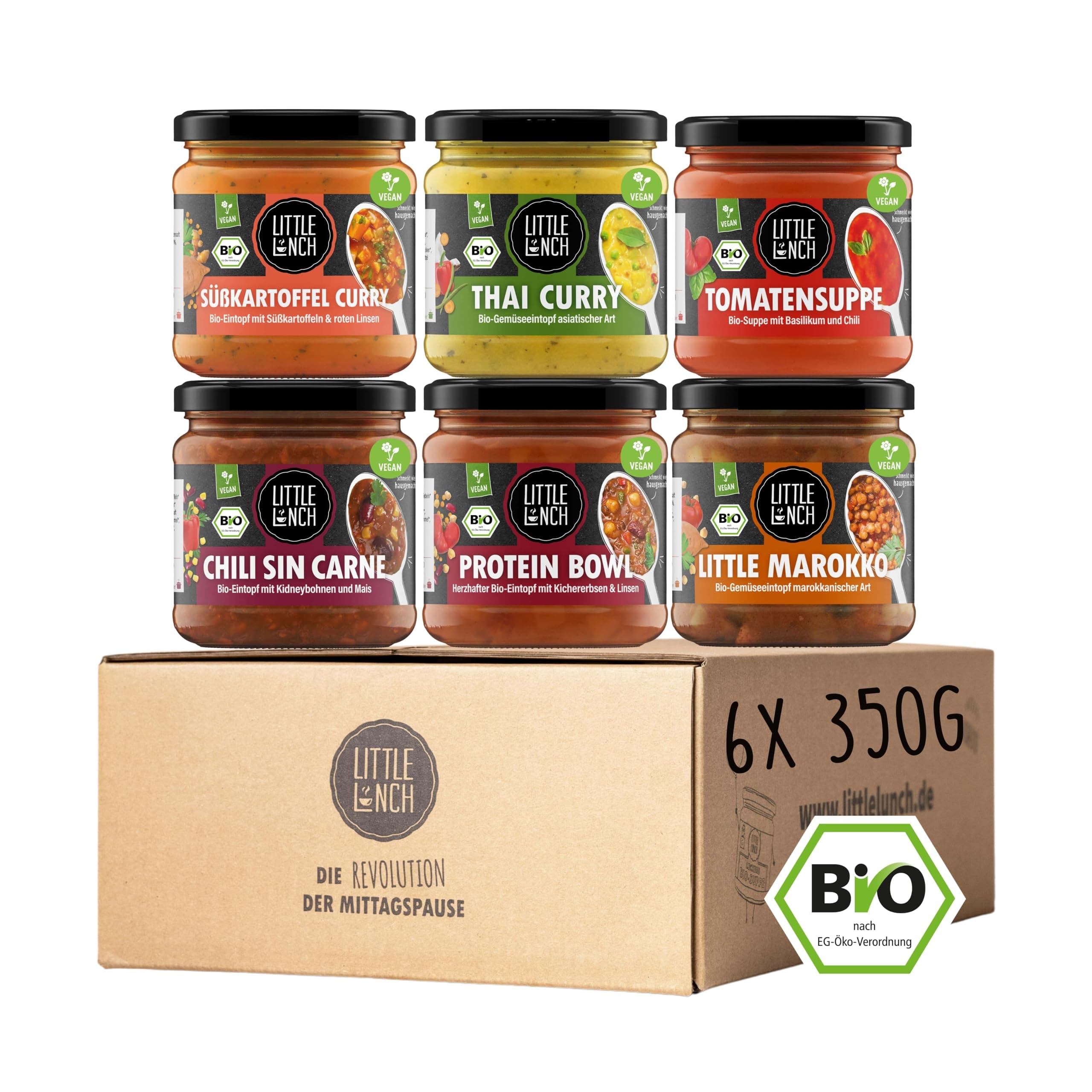 Little Lunch Bio Vegane Lieblinge Box, Kennenlernbox, Suppen, Eintöpfe, Fertiggerichte, 6 x 350g Lieblinge Mix Box