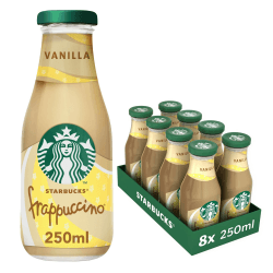 Starbucks Frappuccino Vanilla Eiskaffee | 8 x 250ml | mit feinstem Espresso aus 100% Arabica-Bohnen und Milch | wiederverschließbare Glasflasche | ideal für unterwegs oder Zuhause Angebot bei HelloDeals