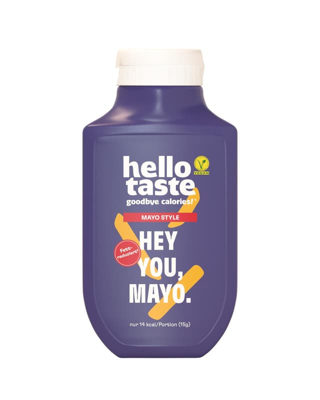 hellotaste Mayo Style 300ml - kalorienreduziert, ohne Zuckerzusatz & voller Geschmack | Für Gerichte, zum Grillen uvm. | Vegan, aspartamfrei, glutenfrei, sojafrei | 1 x 300ml Mayo 300 ml