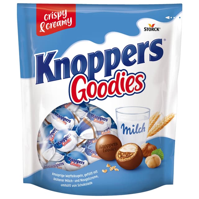 Knoppers Goodies Knusper Minis – 1 x 180g – knusprige Waffelkugeln gefüllt mit Haselnussstücken, Milch- und Nougatcreme, umhüllt von Schokolade