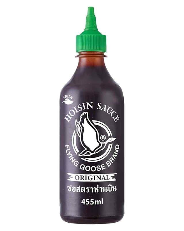 FLYING GOOSE Hoi Sin Sauce, pikant, grüne Kappe, kräftige Würzsauce aus Thailand, ideal für Fleischgerichte geeignet, 1 x 455 ml Hoisin 455ml