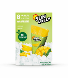 Sun Lolly Wassereis Mango 8 Stk | Mit Fruchtsaft | Zum Selbsteinfrieren | Ohne künstliche Aromen | Frei von Süßungsmittel | Laktosefrei | Glutenfrei | 8 x 60ml 480 ml (1er Pack) Angebot bei HelloDeals