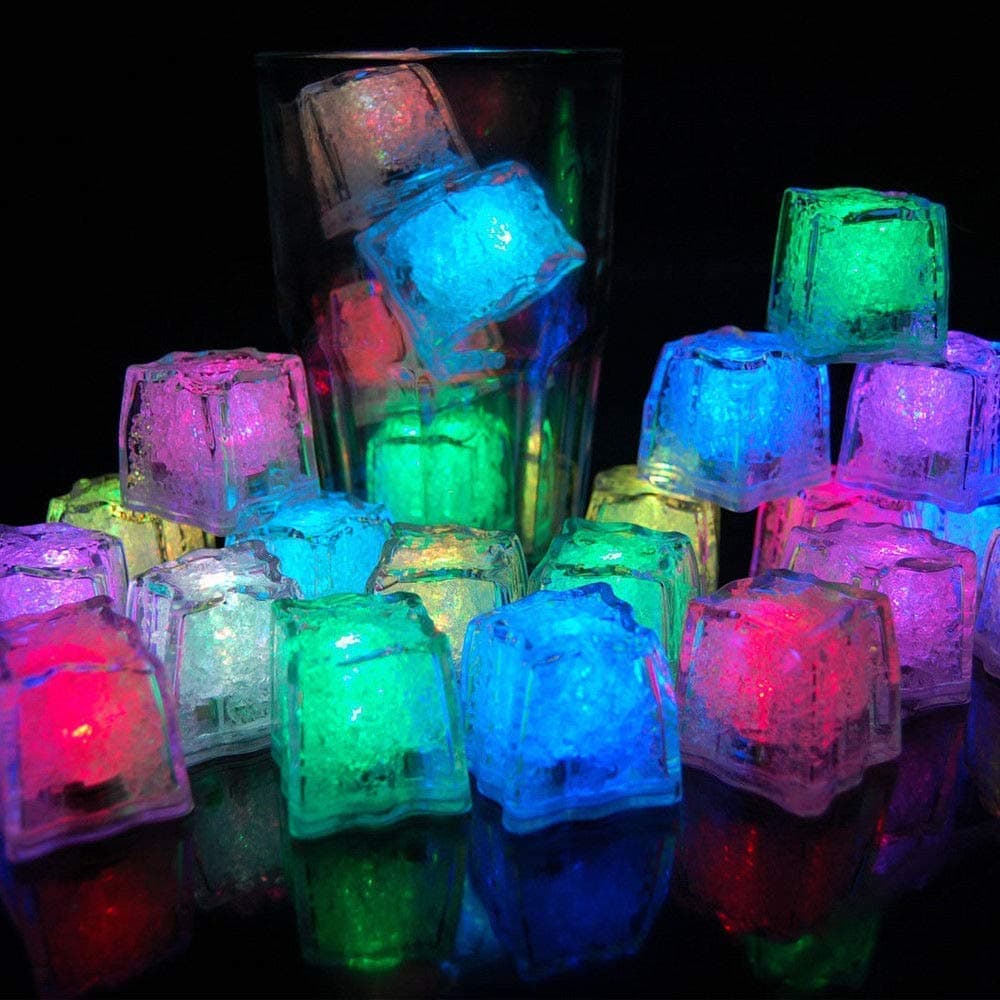 12 Stück LED Eiswürfel für Getränke, Flüssigsensor Blinken LED Glühen Licht Wasser Tauch Leuchten Led Eis Farbwechsel für Bar Club Trinken Wein Hochzeit Party Champagner Tower Dekoration