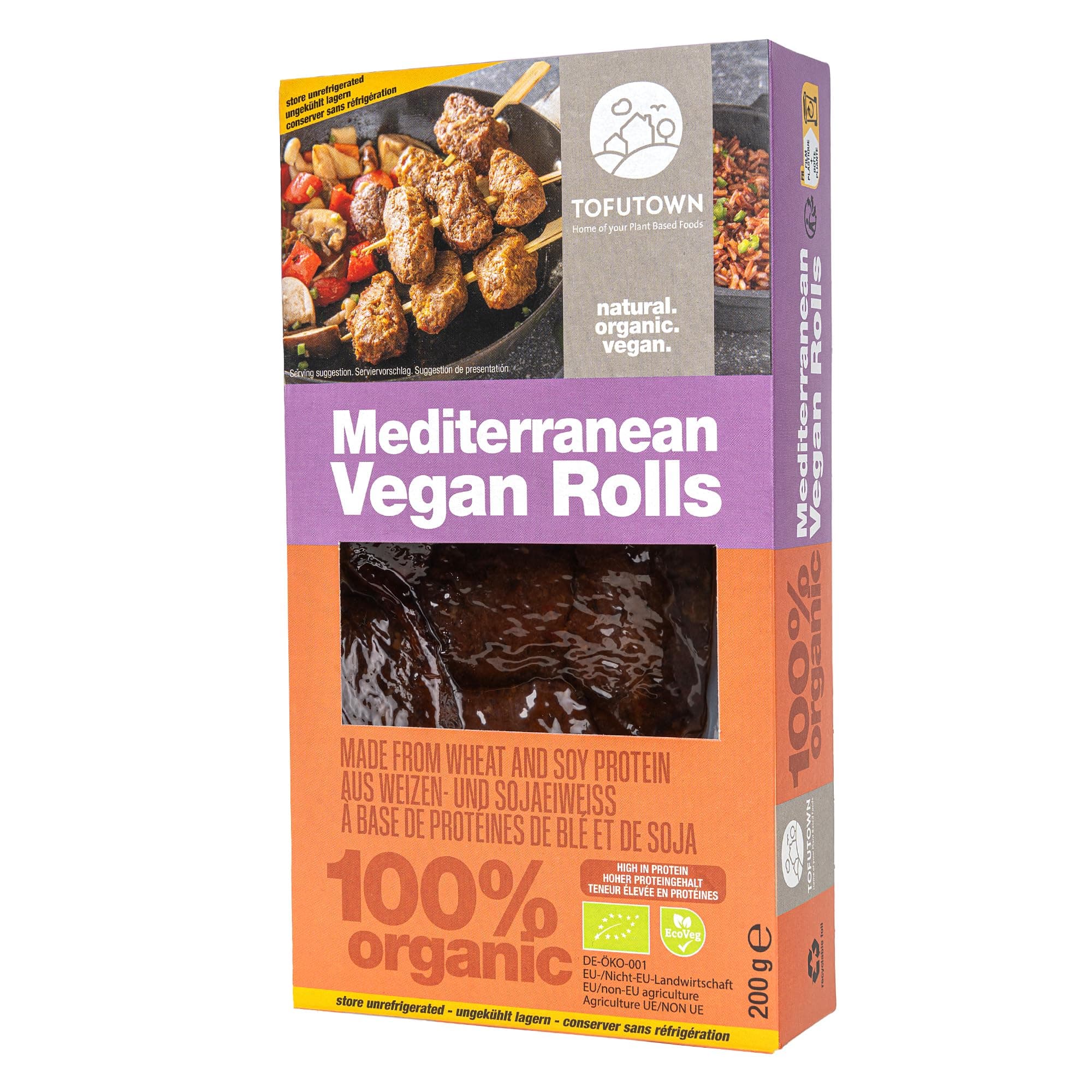 TofuTown Bio Vegan Rolls (6x200g) | Natürliche & Regionale Herstellung | Hoher Proteinanteil & Leckeren Geschmack, Vegan | Ohne Künstliche Zusatzstoffe | Ideal als Fleischersatz