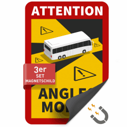 Betriebsausstattung24 3er Set Magnetschild Attention Angles Morts Bus/Wohnmobil - 17,0 cm x 25,0 cm - Französische StVO Artikel R.313-32-1 - Toter Winkel Warnschild - Frankreich Bus/Wohnmobil Magnetfolie (3er Set) Angebot bei HelloDeals