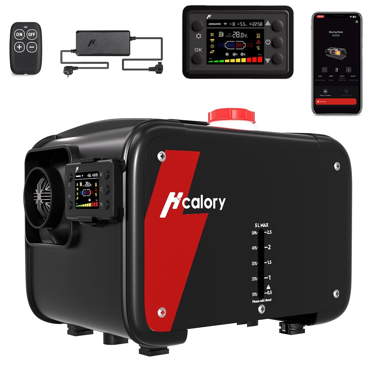8kW Luft Dieselheizung, 12V/24V DC & 240V AC Diesel Standheizung 0,12–0,45 L/h mit APP & Adapter, 28% höhere Verbrennungseffizienz,10-Stufen-Temperaturregelung, Automatik-Start-Stopp für Auto,LKW,2025 Blazecore Handy 1S