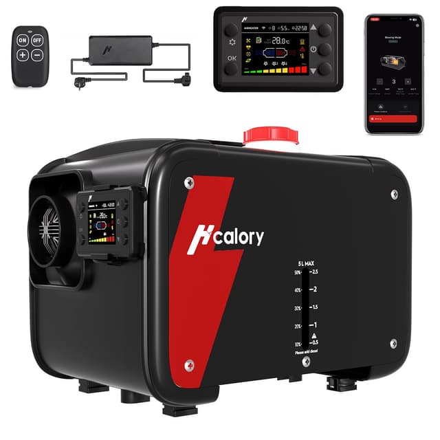 8kW Luft Dieselheizung, 12V/24V DC & 240V AC Diesel Standheizung 0,12–0,45 L/h mit APP & Adapter, 28% höhere Verbrennungseffizienz,10-Stufen-Temperaturregelung, Automatik-Start-Stopp für Auto,LKW,2025 Blazecore Handy 1S