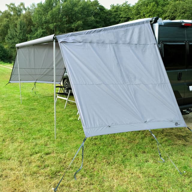 your GEAR Sun & Rain Blocker - Markisenvorderwand & Seitenwände für Markise - div. Größen - UPF 50+ Schutz, 5000 mm Wassersäule, 3 Keder mit Ø 4,3 6,2 und 7 mm, Vorderwand Breiten von 240 bis 480 cm 225 x 195/240 cm - 2 Seitenwände