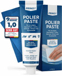 PRINOX 150ml Polierpaste inkl. Profi Poliertuch I Politur für Acrylglas, Epoxidharz, Lacke, Gelcoat gfk, Chrom & Kunststoffe I Entfernt Mattierungen & Mikro Kratzer 150 ml Angebot bei HelloDeals