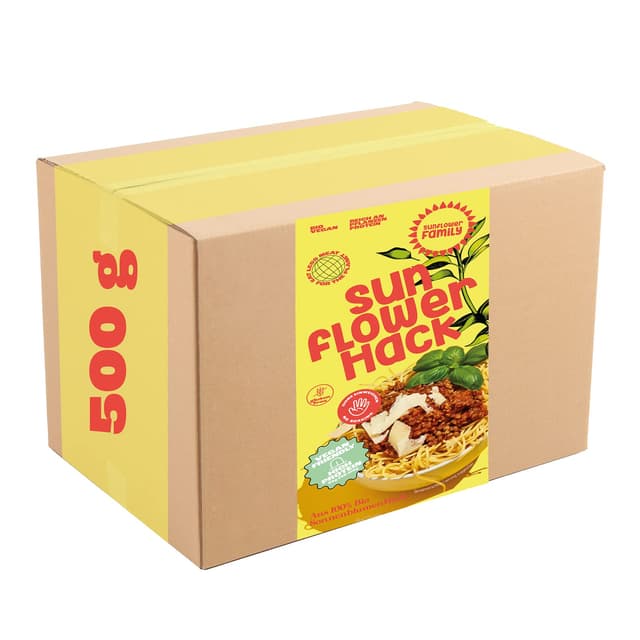 sunflowerFamily sunflowerHACK SonnenblumenHACK, 500 g Familienpackung - Veganes Hack aus 100% Sonnenblumenprotein, Fleischersatz – Vegetarisch, Glutenfrei, Proteinreich, Bio