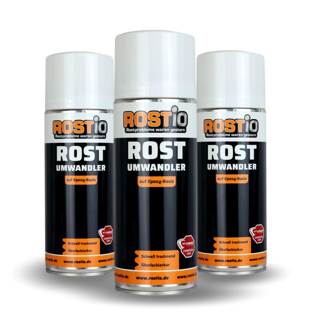 Rostio 3 x Rostumwandler Spray 400ml Rostkonverter Epoxy mit Grundierung, neutralisiert Rost und stoppt Korrosion