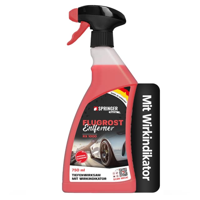 SPRINGER RX1000 - - Flugrostentferner 750ml - - Made in Germany - - Schonender & tiefenwirksamer Rost-Reiniger - - Rostentferner für Flugrost, Korrosionsspuren, Industriestaub, etc.