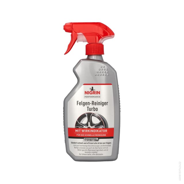 NIGRIN Turbo Felgenreiniger, für alle Felgenarten, mit Wirk-Indikator, schnelle Reinigung, 500 ml