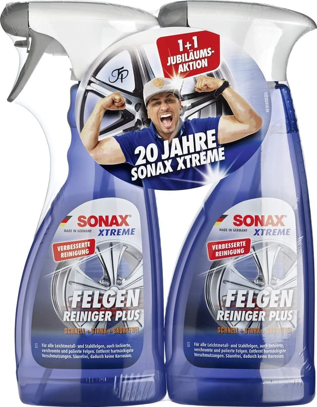 SONAX 2x XTREME Felgenreiniger PLUS (2 x 500 ml) effiziente & säurefreie Reinigung aller Leichtmetall- und Stahlfelgen sowie lackierte, verchromte und polierte Felgen | Art-Nr. 02302410 2x Felgenreiniger (500 ml) Single