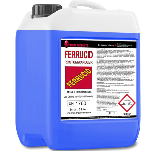 Optimal Products Rostumwandler 5l - Rostentferner und Rostschutz mit Phosphatiereffekt - Anwendbar auf allen metallischen Flächen - Sprühbar 5 l (1er Pack)
