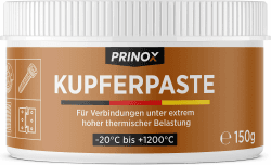 Prinox Profi Kupferpaste 150g - Extrem Hitzebeständig bis +1200°C - Kupferfett Paste für KFZ Bremsen, Auspuff, als Schmierpaste für Schrauben, Bremspaste etc. 150 g (1er Pack) Angebot bei HelloDeals